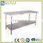 Metal workbench kitchen 2 tiers 201 stainless steel worktable for hotel restaurant