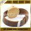 Women Bamboo material Soft Leather Band causal quartz watch japan movt