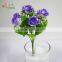 7 heads artificial mini silk rose with fake glitter dewdrop