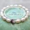 Most popular good quality wholesale big pearl bracelet with rhinestone