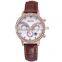 Genuine leather ladies bracelet wrist watch chronograph watch