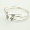 Fashion silver plated flower design double layers bangles women cuff stainless steel bracelet