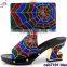 csb7191 black blue red yellow hot sell spider pattern popular shoes matching bags Africa fashion purse and shoes