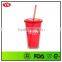 16oz bpa free plastic straw water bottle promotional