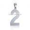 2016 Fashion square nameplate pendant necklace inlaid number charm in 316L stainless steel