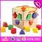 High quality educational kids matching learning wooden shape sorter box W11G003