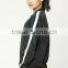 Wholesale Price Boutique Girl Clothing Woven Contrast Sleeve Zipper Front Basic Collar Stripe Lady Fashion Soccer Bomber Jacket