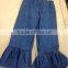 cheap wholesale boutique knit fabric ruffle bottom pants for baby girls