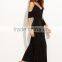 Black Cold Shoulder Self Tie Pleated Jumpsuit Polyester Spandex Half Sleeve V Neck Elegant Jumpsuit Dress