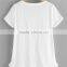 Plain white and grey pure cotton Roll Cuff Ruffle Trim Slub T-shirt