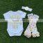 baby girls boutique clothing infant girl kids clothes white gold dot Brand romper with matching headband and legwarmer set