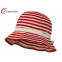 Red Sewn Braid Woman's Bucket Hat with Stripe / Hand Wash Only