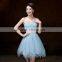 New 2016 Strapless Short Champagne Bridesmaid Dresses Sleeveless Chiffon Cheap Party Summer Dress Pink Blue White