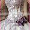 CE497 Customized Made In China Appliqued Purple Lace Puffy White Tulle Wedding Dress 2016