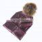 Adult hair ball bronzing pure color knitted hat men and women fashion warm ear protection hat