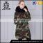 Men real fur parka jacket with black fox fur and camouflage shell