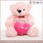 Wholelsale pink stuffed animals teddy bear with "I love you" red heart