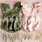 2019 summer fly sleeved Baby Linen cotton Girls Jumpsuit rompers green pink bodysuits