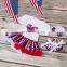 4Pcs Set Independence Day  LOVE PRINT INFANT TUTU DRESS & COTTON ROMPERS & WAKING SHOES & HEADBAND