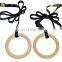 Home Use Portable Birch Gymnastic Wooden Gym Ring with Strap