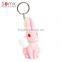 Novelty cute rabbit animal design pvc plain metal material key rings