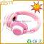 Fashion hot selling best stylish lovely pink leather headphone