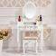 Vanity White golden black 4 drawers dressing table with mirror