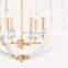 Modern ball fixture frame candle lamp holder 6 light gold dining room bedroom pendant lamp