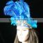 Carnival Headdress (blue Color)Female Headdress With Long Feather