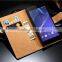 Two-layer Genuine Leather Cards slot and Money wallet phone case,Super Slim Design for Sony Z5