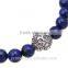 Women Fashion Lionhead Lion Bracelets Lapis Beaded Natural Stone Jewelry