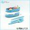 School Blue/White Kids Bento Take Away Lunch Box With Fork Spoon and Chopsticks