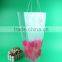 wholesale pp plastic flower gift bag, clear flower plastic bag with handle, plastic foldable flower vase for flowers