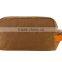 Custom khaki waxed canvas dopp kit with leather trim