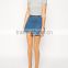 Dongguan manufacturer woman casual blue denim super mini skirts, denim skater skirt