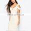 Knitted fabric designer one piece party sexy dress cold shoulder midi pencil dress