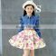 2016 cotton custom new pattern summer girl dress hot sale kids latest fashion Denim Skirt