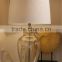 E27 simple design chrome base clean glass desk light with white cylinder fabric lampshade for dining table decor