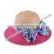 hot new products for 2014 Graffiti fabric double bowknot large brimmed visor beach lady hate para straw hat and cap