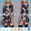 2017 Women clothing latest pretty black floral print round neck ladies playsuit long sleeves