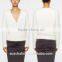 personalized lady ivory V neck ribbed hem100% angora sweater