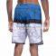 Blue Board Shorts With Digital Custom Print Pattern Zipper Mesh Right Leg Pocket Swim Trunk 87% Polyester 13% Spandex Shorts