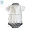 Navy Style Baby Bodysuit With Black and White Stripe Kids Clothes Summer Toddler Short Sleeves Romper