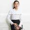 2017 New design ladies office wear white v-neck collar blouse for women
