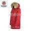 OEM Women's Warm Long Down Jacket With Real Wolf Fur
