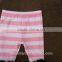 Low MOQ pink stripe ruffle shorts baby capri chinese style clothes toddler baby ruffle capri