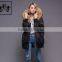 Newest Fashionabl Hood Parka Black Coat 100% Polyester Fur Collar Down Feather Lined Winter Bomber Jacket