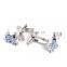 Light Blue Rhinestone Little Dog Men Cufflinks Silver