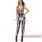 Adult Halloween Costumes Sugar Skull Womens Sexy Catsuit Costume 2016