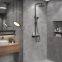 AT-P005B-2 bathroom shower systems with platform Foshan supplier black colour luxury rain shower 3 functions